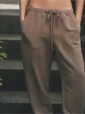 Zara Taupe Drawstring Track Pants